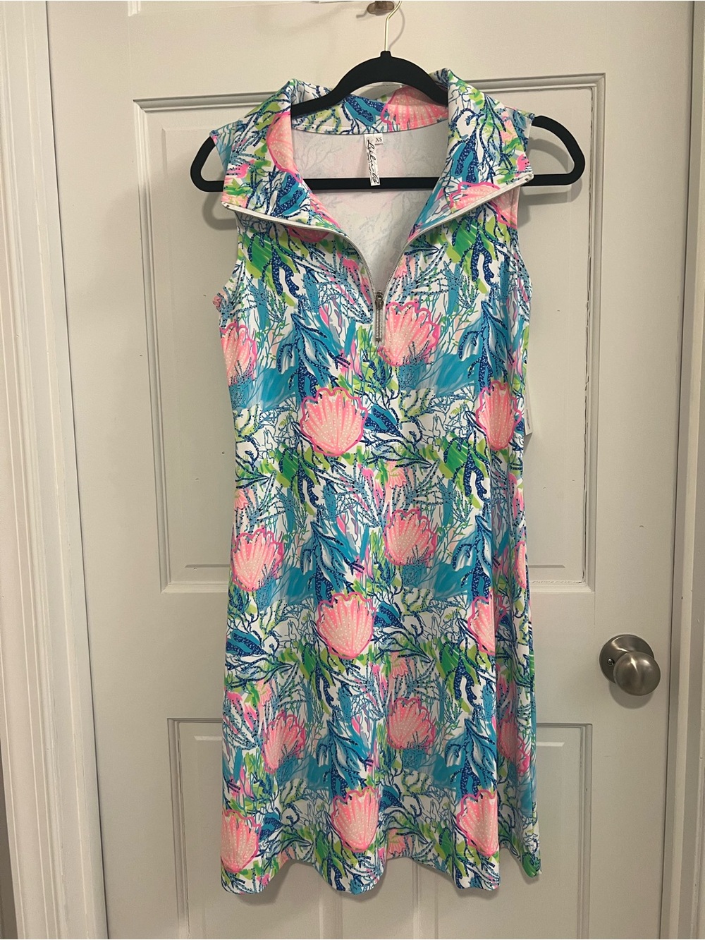 Lulu-B Tropical Floral Sleeveless Dress - Pink & Aqua